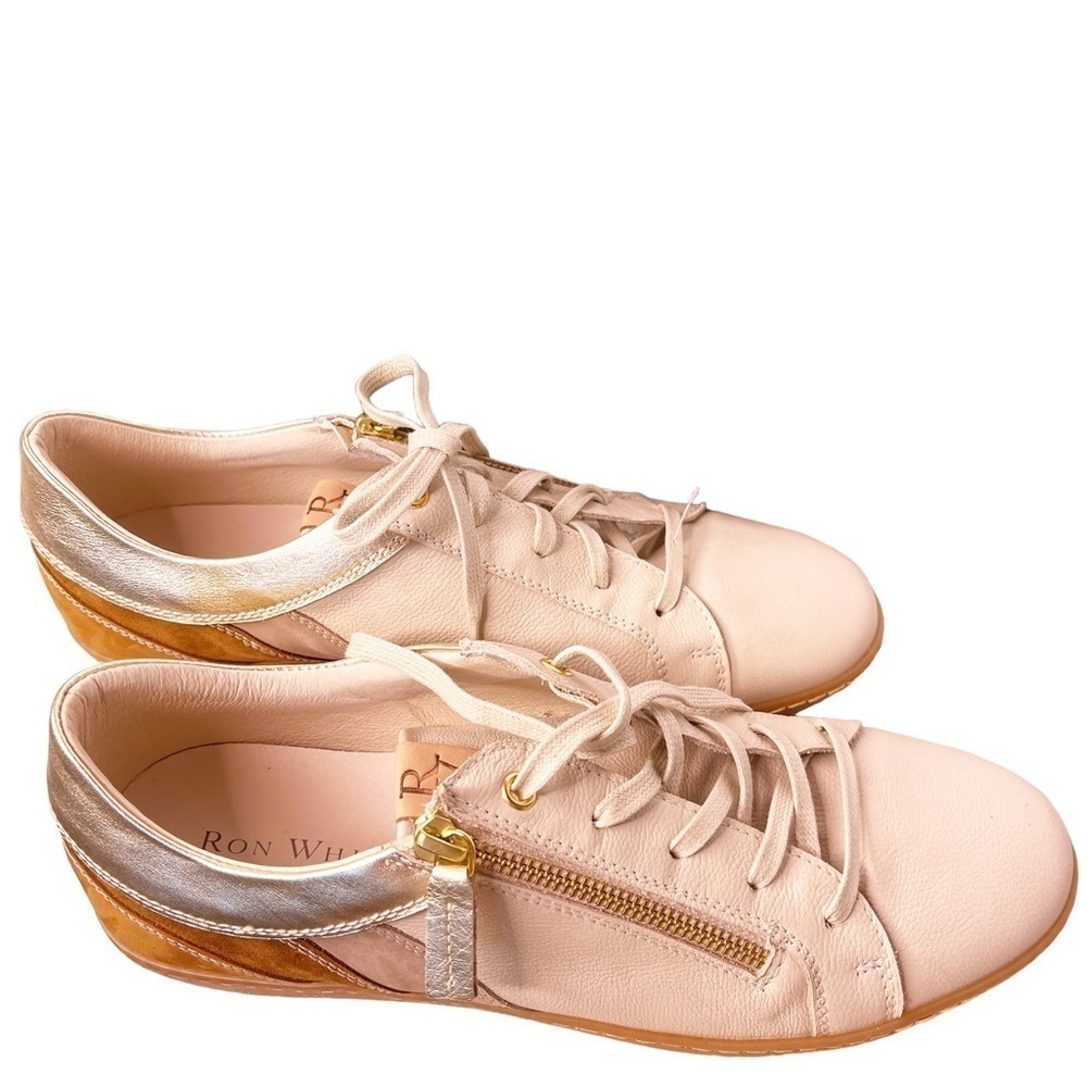 RON WHITE NEW in BOX Opal Sneaker in Calf and Cashmere Suede Cognac Size US 11 - Picture 4 of 15